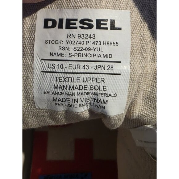 Diesel S-Principia Mid  Mens size 10 Euro 43 - Blue Lifestyle Sneakers Shoes - Picture 8 of 8